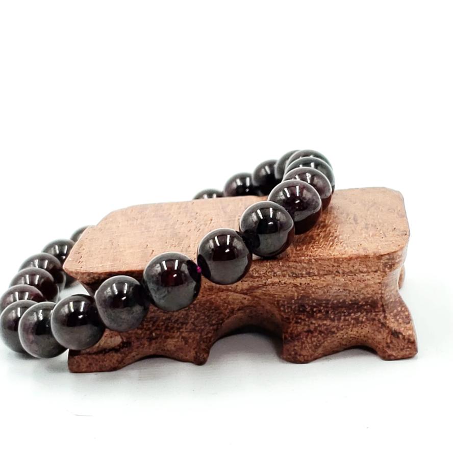 Garnet Bead Bracelet 9mm 8-10mm 7" - Bracelet