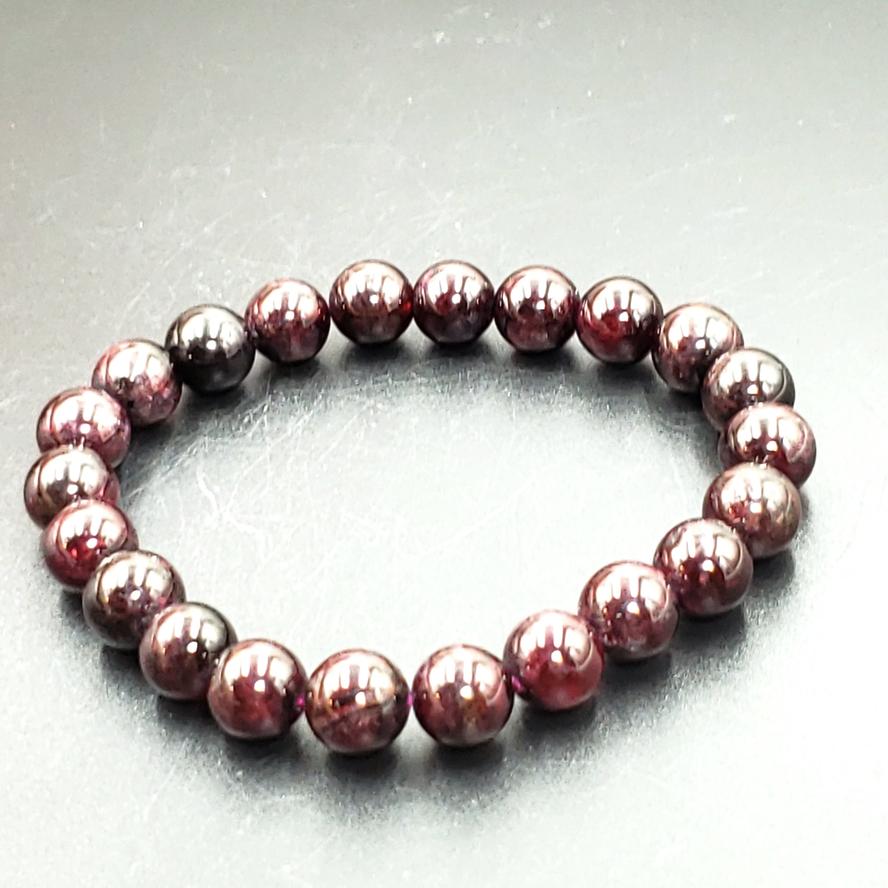 Garnet Bead Bracelet 9mm 8-10mm 7" - Bracelet