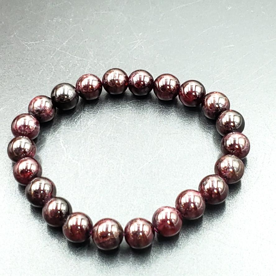 Garnet Bead Bracelet 9mm 8-10mm 7" - Bracelet