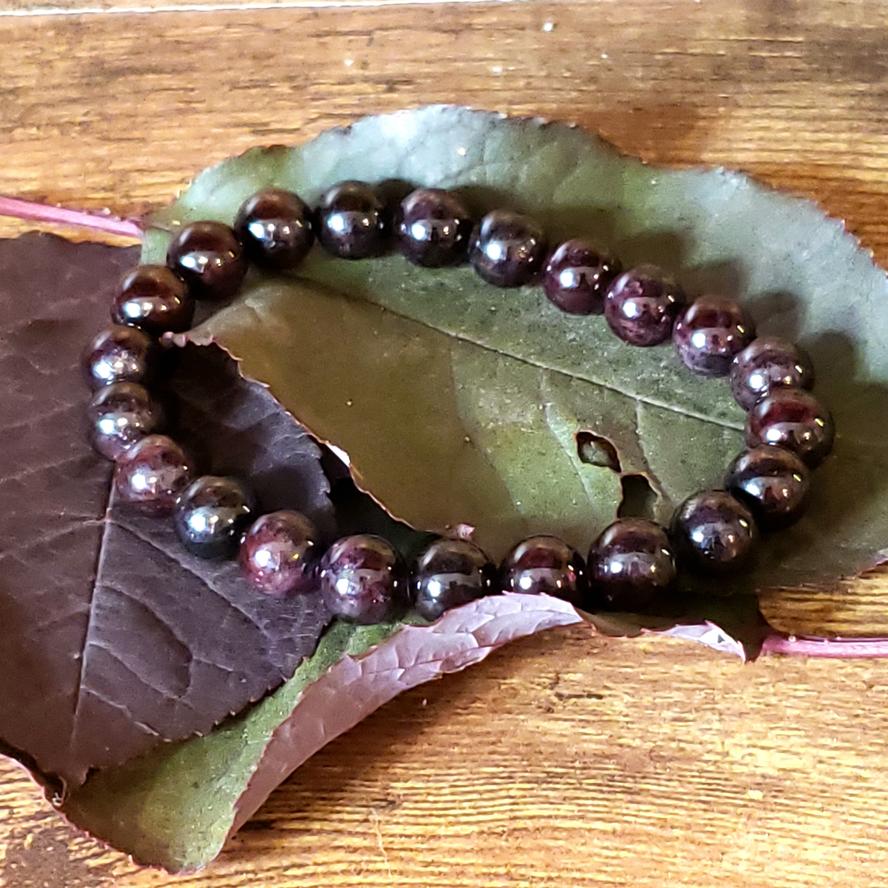 Garnet Bead Bracelet 9mm 8-10mm 7" - Bracelet