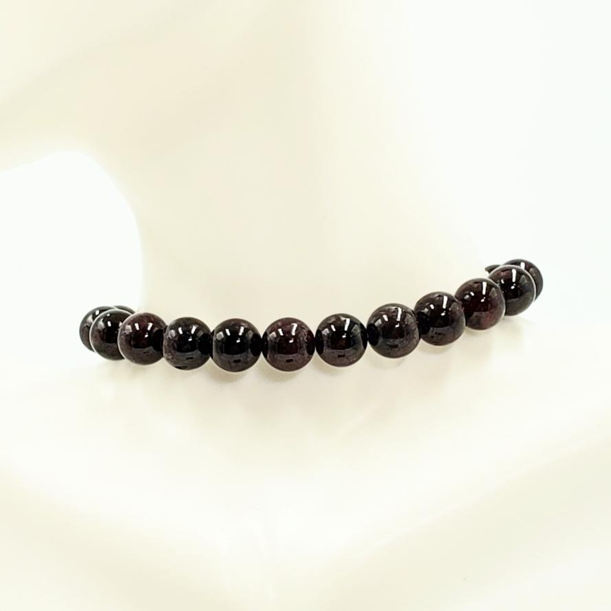 Garnet Bead Bracelet 9mm 8-10mm 7" - Bracelet