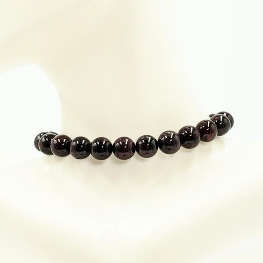 Garnet Bead Bracelet 9mm 8-10mm 7" - Bracelet