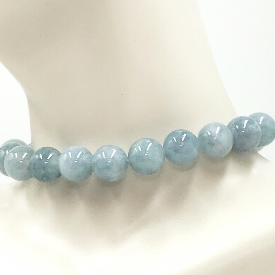 Aquamarine Bead Bracelet 10mm 7" - Elevated Metaphysical