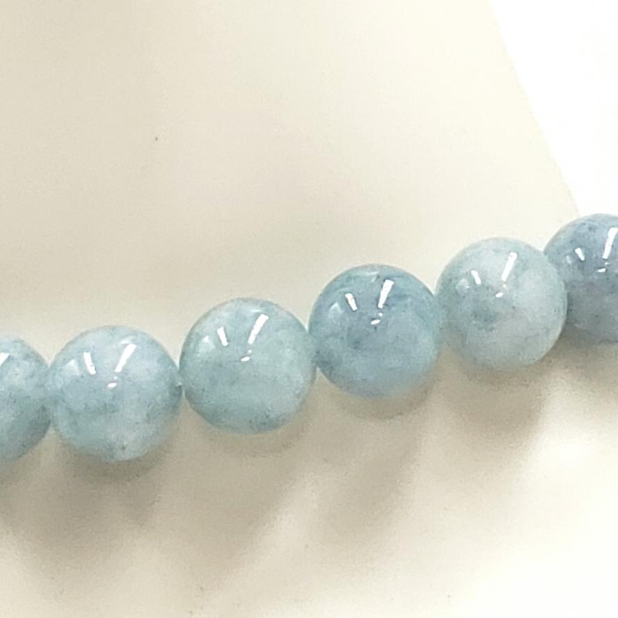 Aquamarine Bead Bracelet 10mm 7" - Elevated Metaphysical