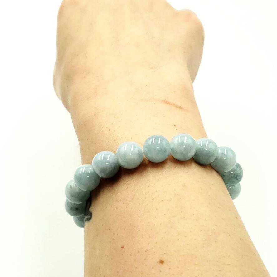 Aquamarine Bead Bracelet 10mm 7" - Elevated Metaphysical