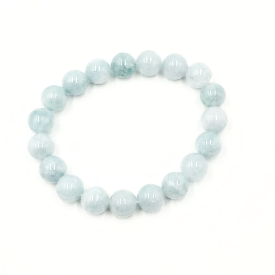 Aquamarine Bead Bracelet 10mm 7" - Elevated Metaphysical