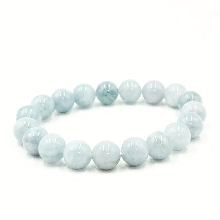 Aquamarine Bead Bracelet 10mm 7" - Elevated Metaphysical