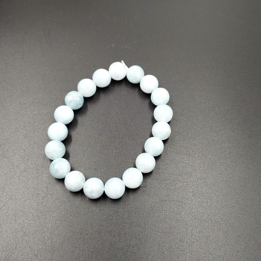 Aquamarine Bead Bracelet 10mm 7" - Elevated Metaphysical