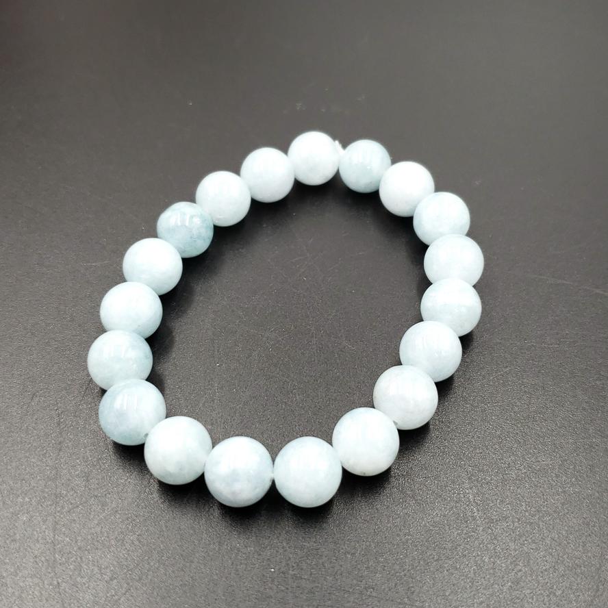 Aquamarine Bead Bracelet 10mm 7" - Elevated Metaphysical