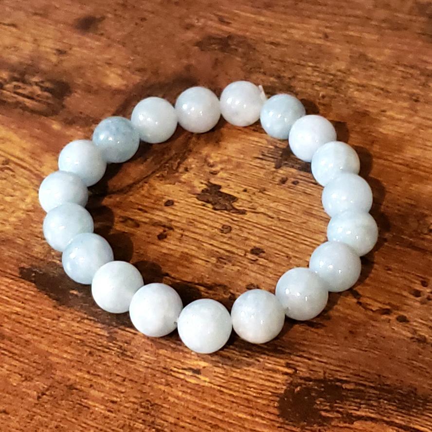 Aquamarine Bead Bracelet 10mm 7" - Elevated Metaphysical