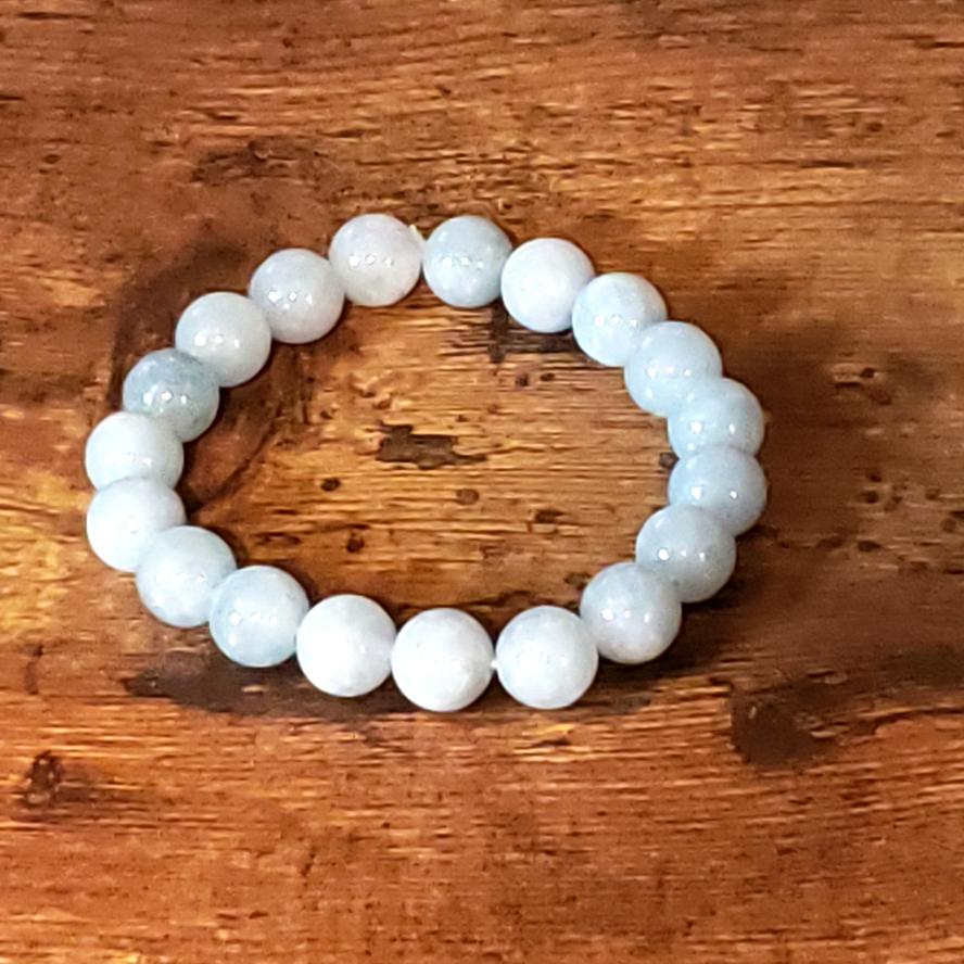 Aquamarine Bead Bracelet 10mm 7" - Elevated Metaphysical