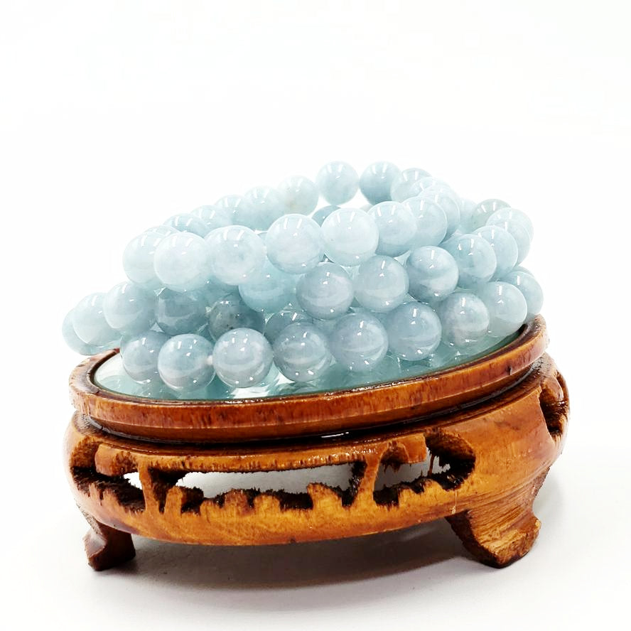 Aquamarine Bead Bracelet 10mm 7" - Elevated Metaphysical