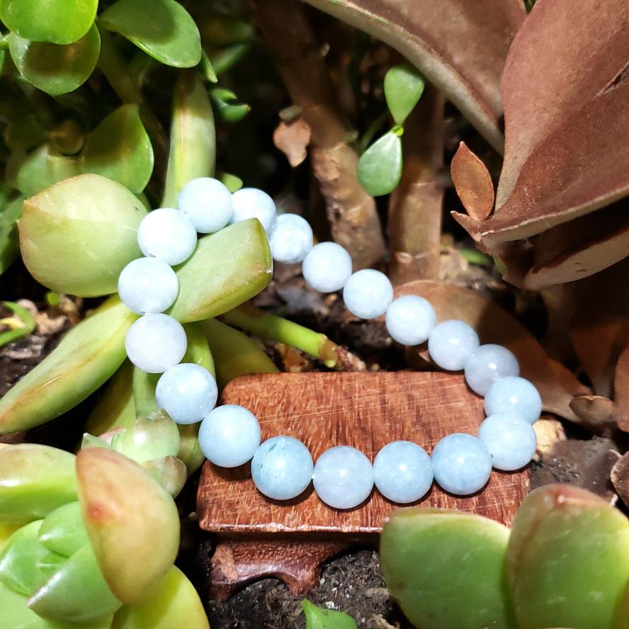 Aquamarine Bead Bracelet 10mm 7" - Elevated Metaphysical