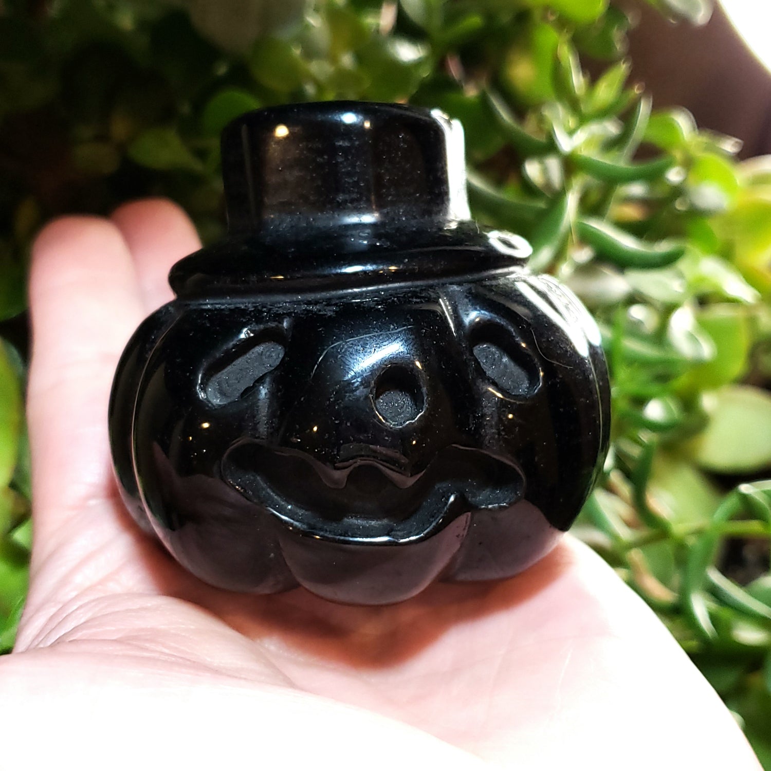 Black Obsidian Pumpkin Carving Figurine 66mm 2.6" - Figurine