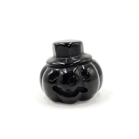 Black Obsidian Pumpkin Carving Figurine 66mm 2.6" - Figurine