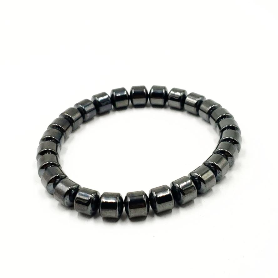 Hematite Barrel Bead Bracelet 8mm