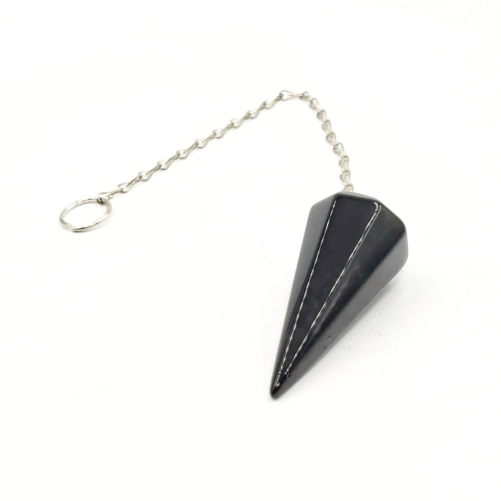 Black Obsidian Pendulum Faceted Polished