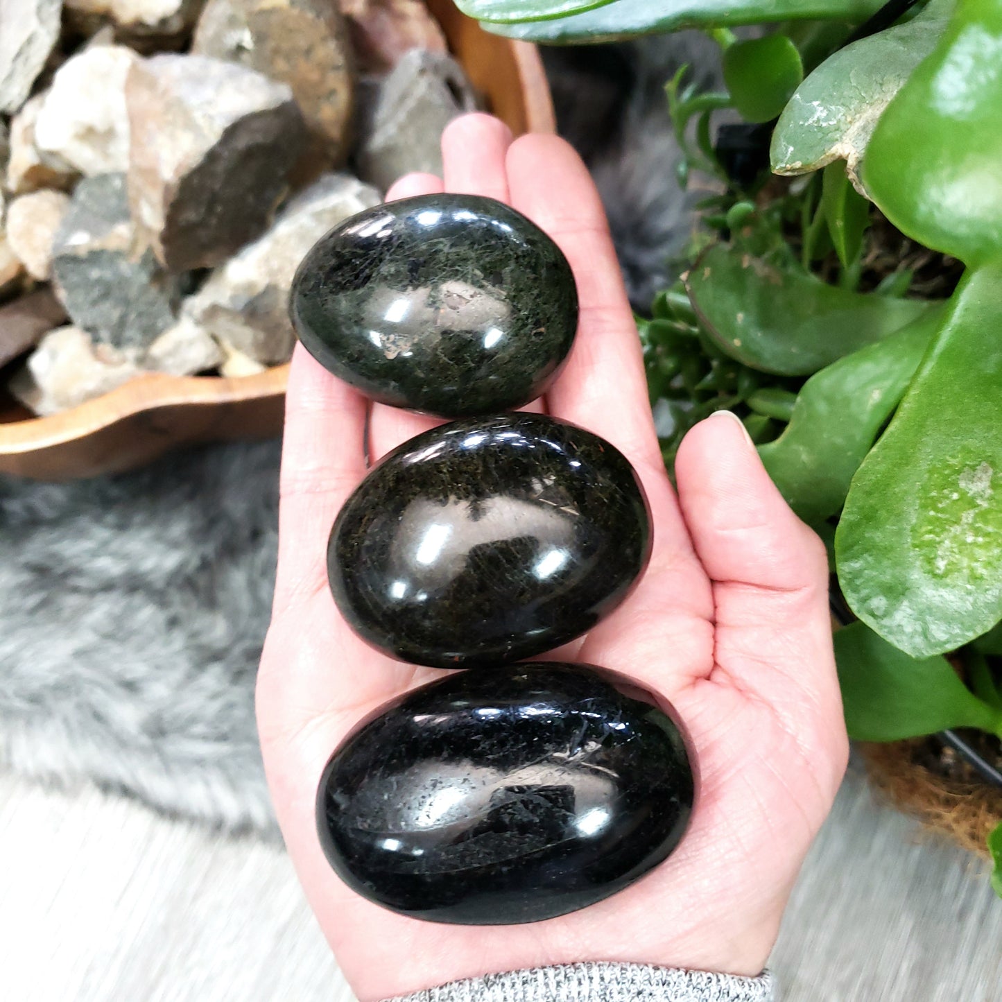 Black Tourmaline Palm Stone - Elevated Metaphysical