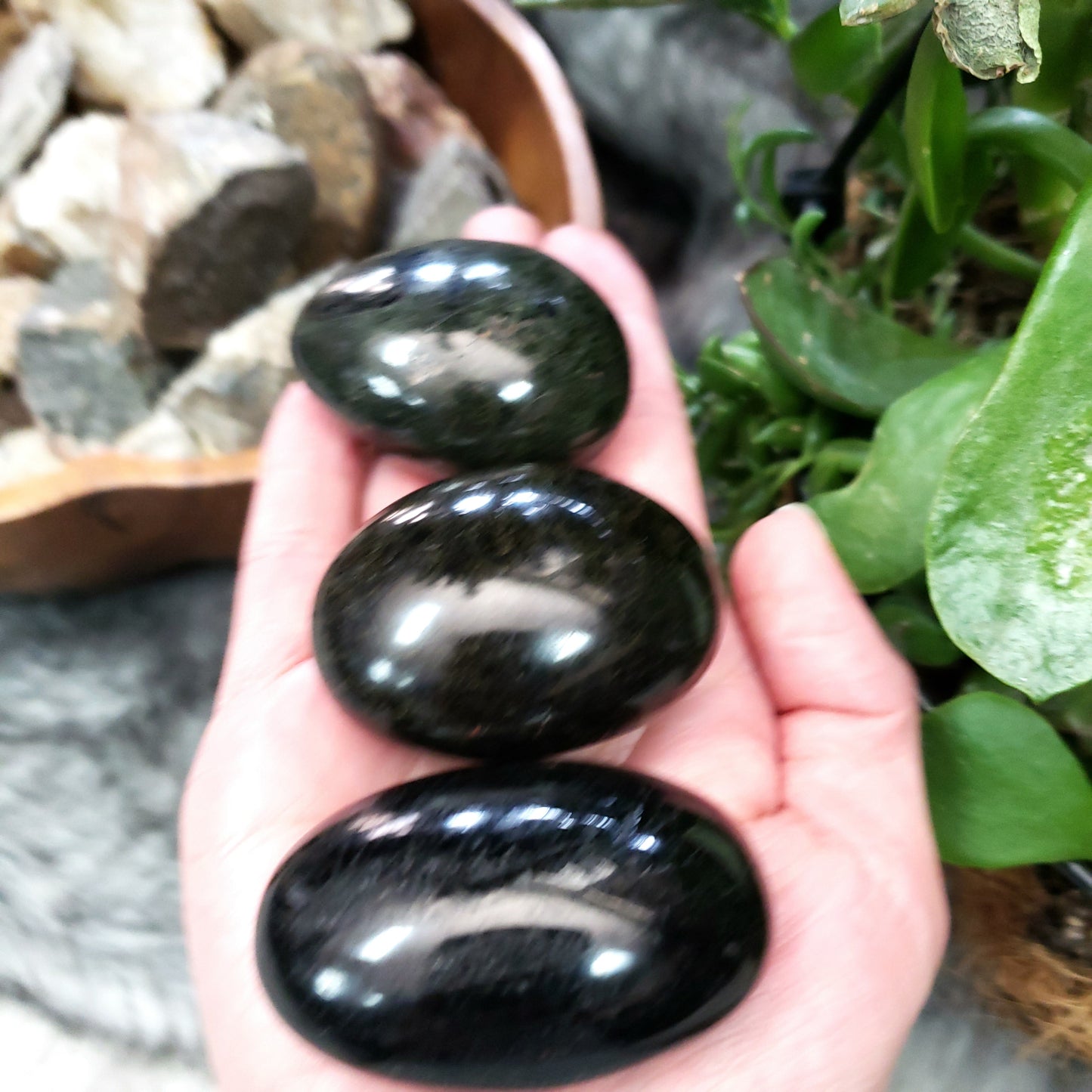 Black Tourmaline Palm Stone - Elevated Metaphysical