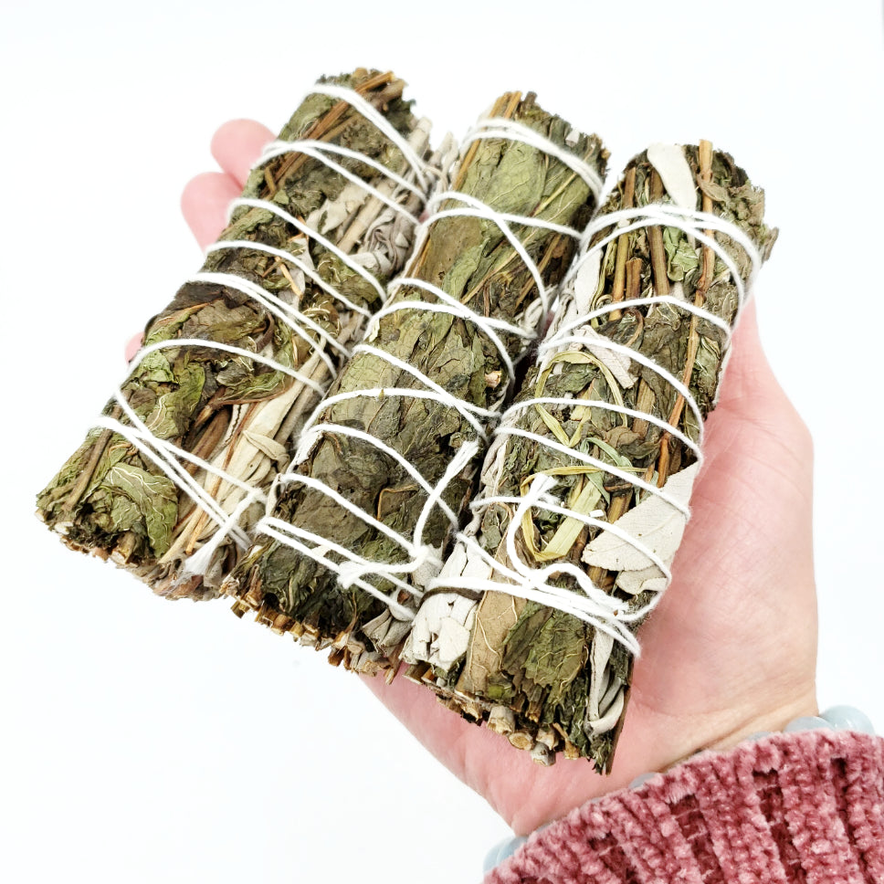 White Sage & Peppermint Smudge Wand Stick 4" - Elevated Metaphysical