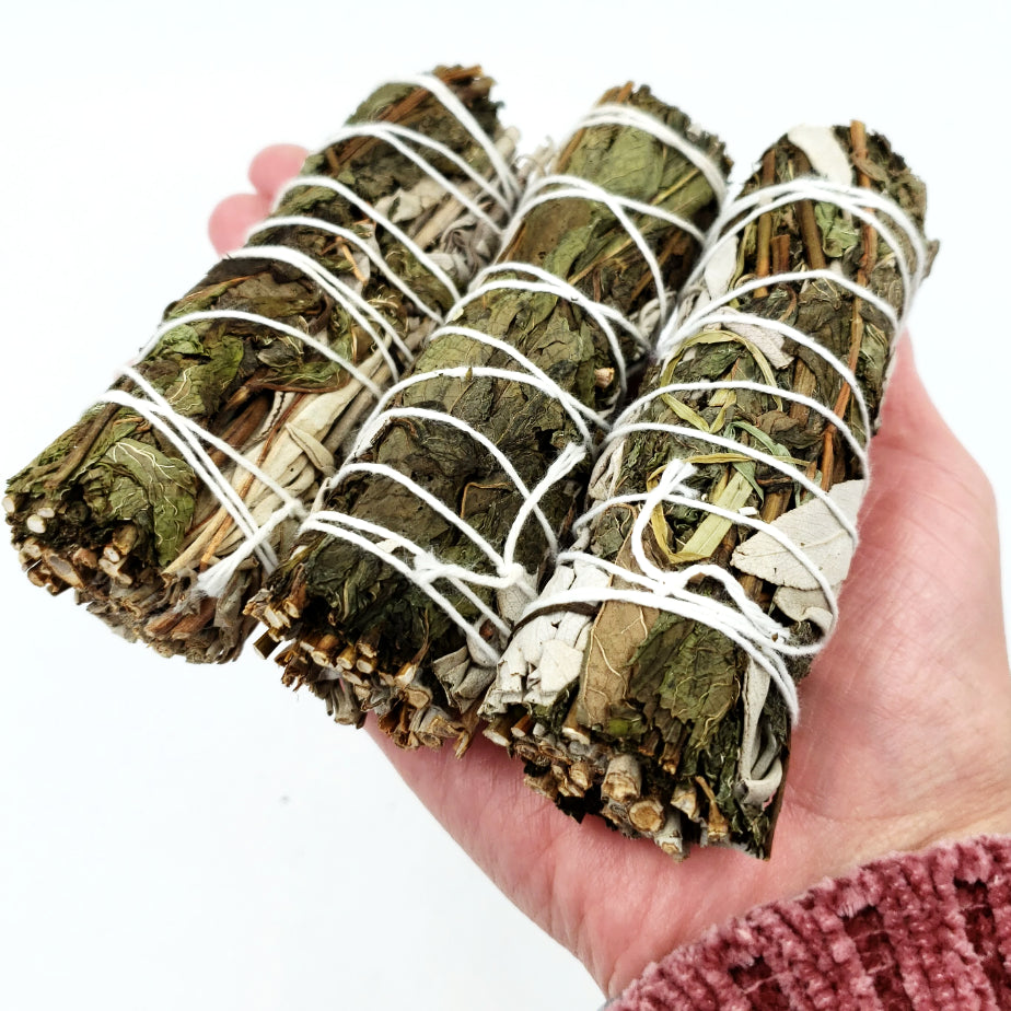 White Sage & Peppermint Smudge Wand Stick 4" - Elevated Metaphysical