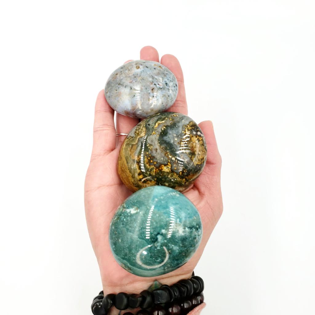 Ocean Jasper Palm Stone Gallet - Elevated Metaphysical