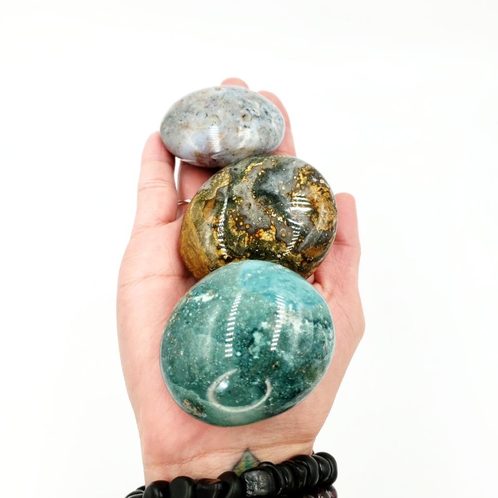 Ocean Jasper Palm Stone Gallet - Elevated Metaphysical