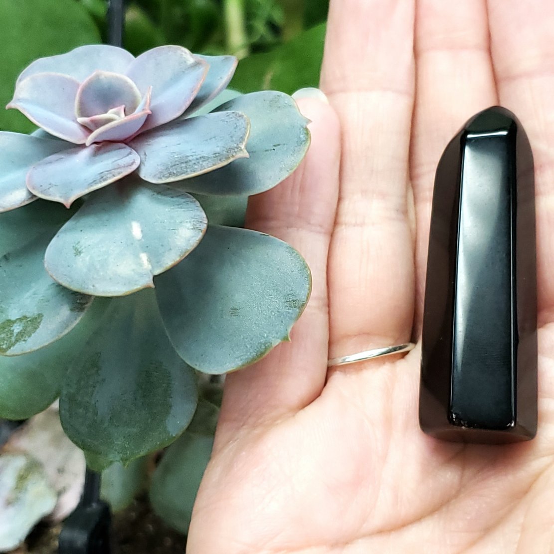 Black Obsidian Tower Mini Point - Elevated Metaphysical