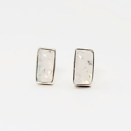 Rainbow Moonstone Earrings Sterling Silver