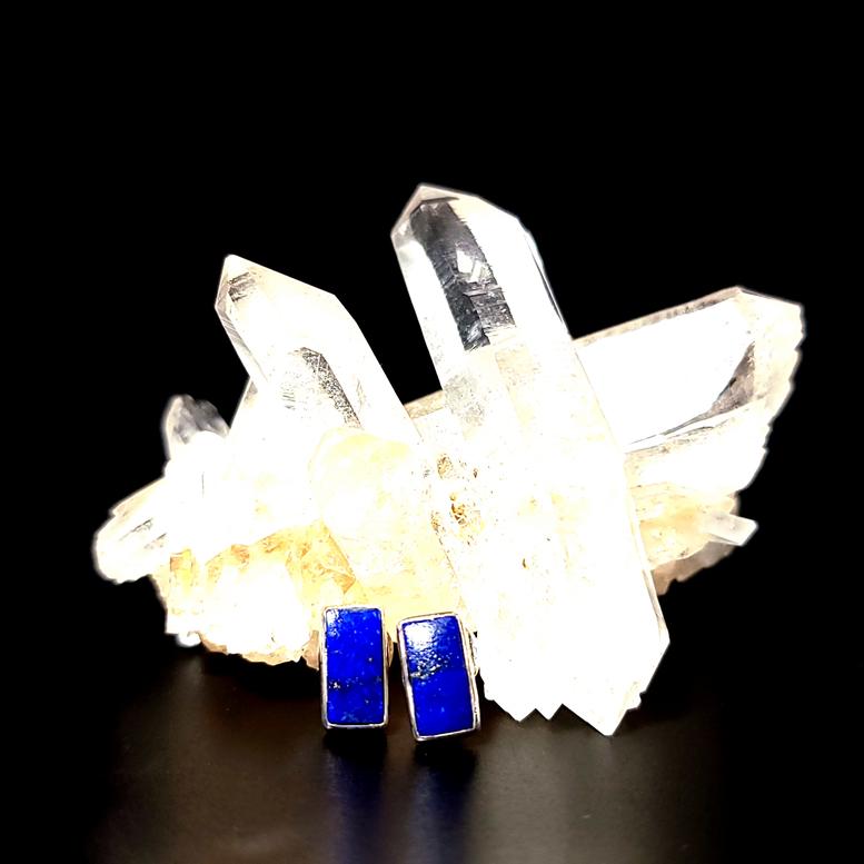 Lapis Lazuli Earrings Sterling Silver Stud