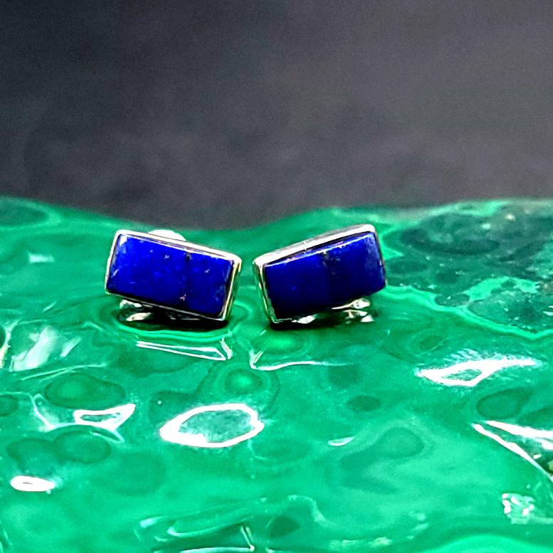 Lapis Lazuli Earrings Sterling Silver Stud