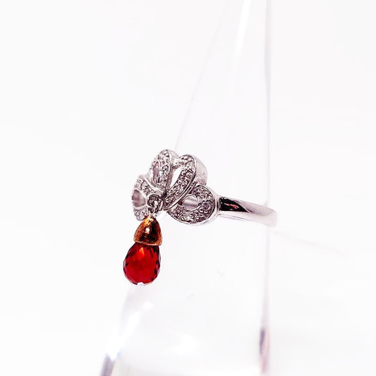 Garnet Crown Ring Sterling Silver