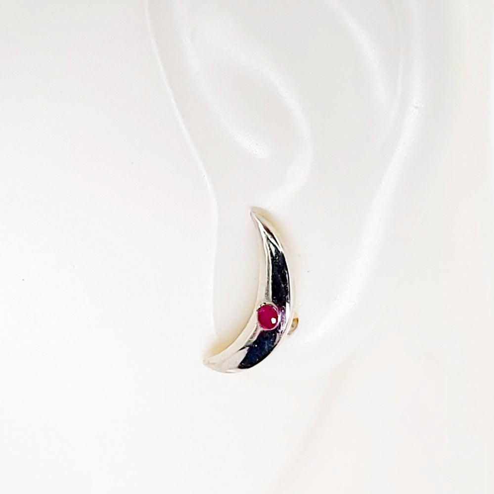 Ruby Moon Earrings Sterling Silver Stud