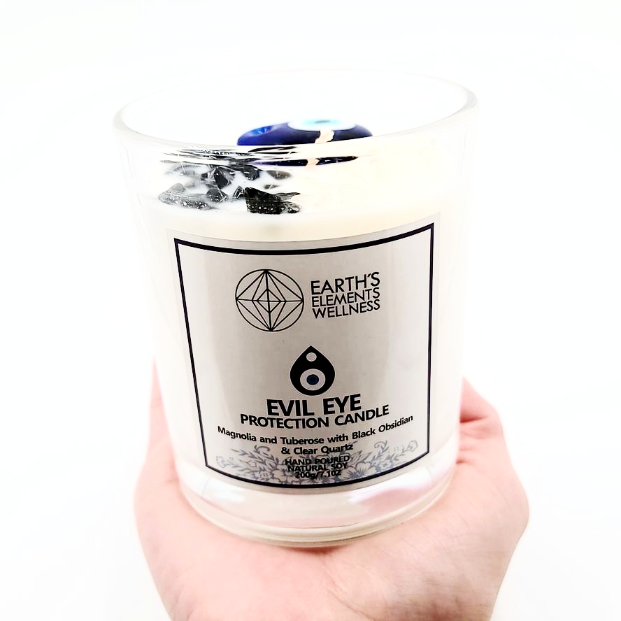 Evil Eye Protection Gemstone Candle Scented 7.1oz 200g - Elevated Metaphysical