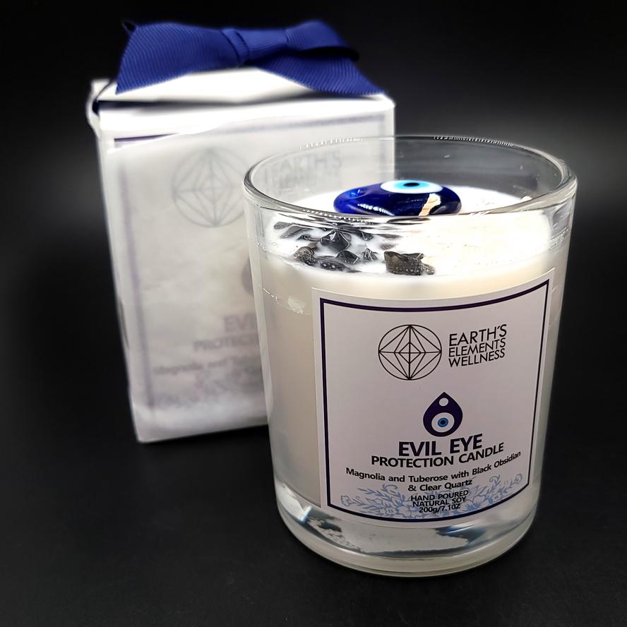 Evil Eye Protection Gemstone Candle Scented 7.1oz 200g - Elevated Metaphysical