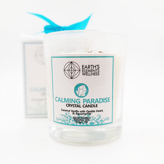 Calming Paradise Crystal Candle Scented 7.1oz 200g - Elevated Metaphysical