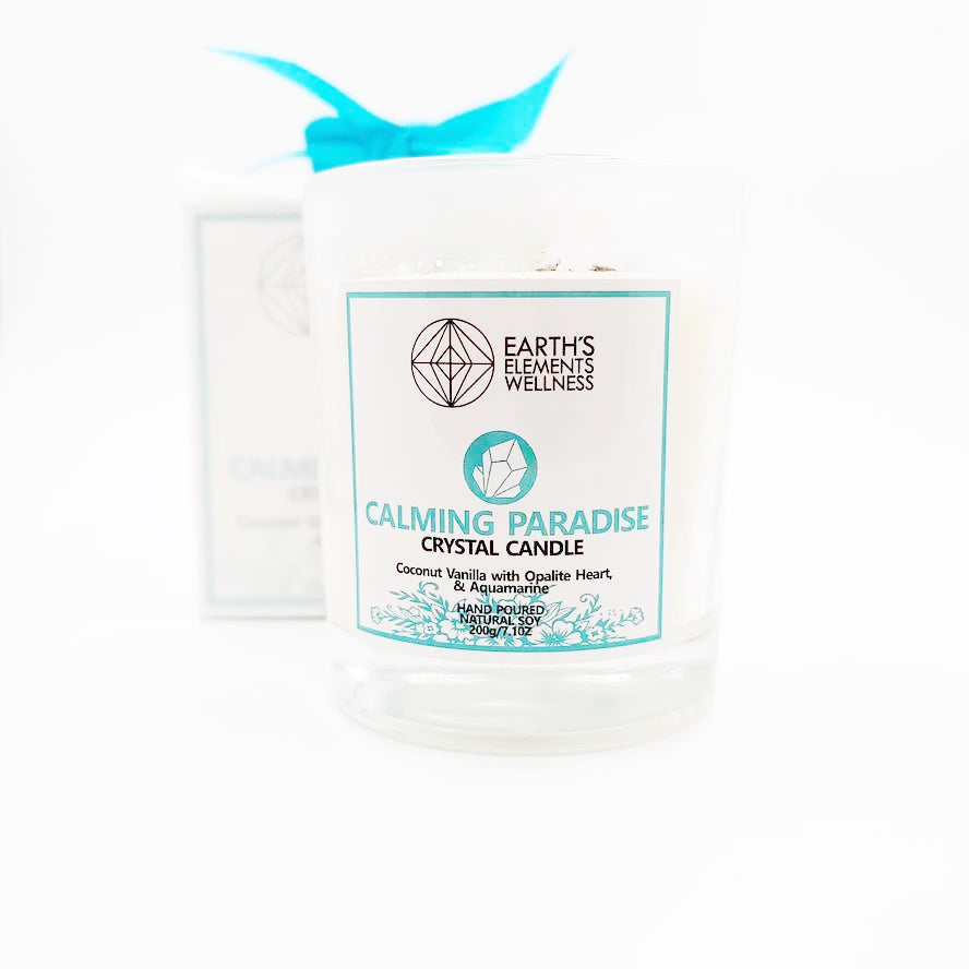 Calming Paradise Crystal Candle Scented 7.1oz 200g - Elevated Metaphysical