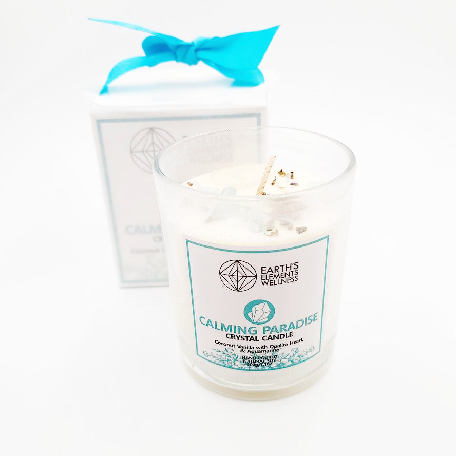 Calming Paradise Crystal Candle Scented 7.1oz 200g - Elevated Metaphysical