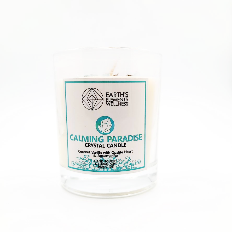 Calming Paradise Crystal Candle Scented 7.1oz 200g - Elevated Metaphysical