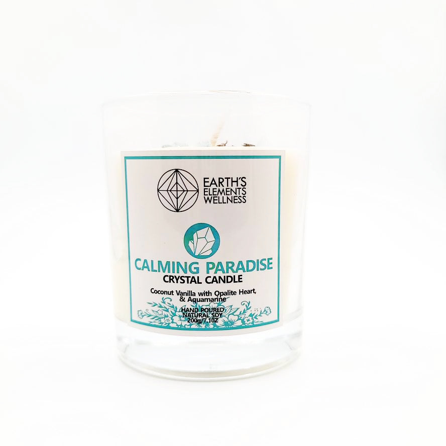 Calming Paradise Crystal Candle Scented 7.1oz 200g - Elevated Metaphysical