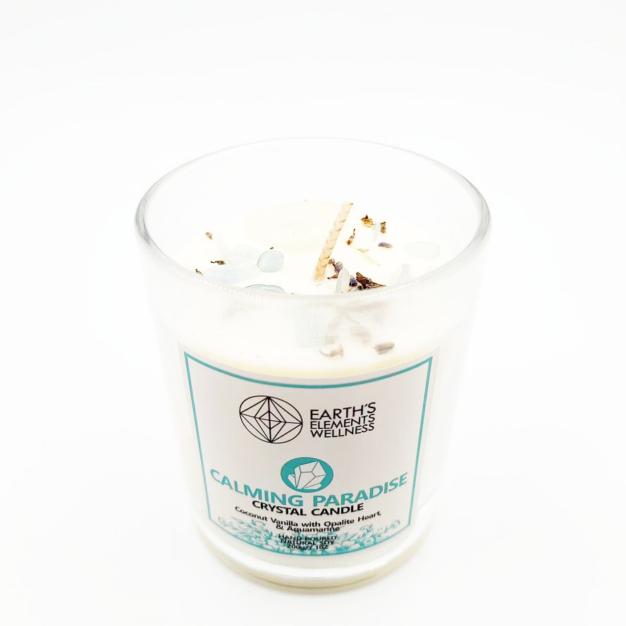 Calming Paradise Crystal Candle Scented 7.1oz 200g - Elevated Metaphysical