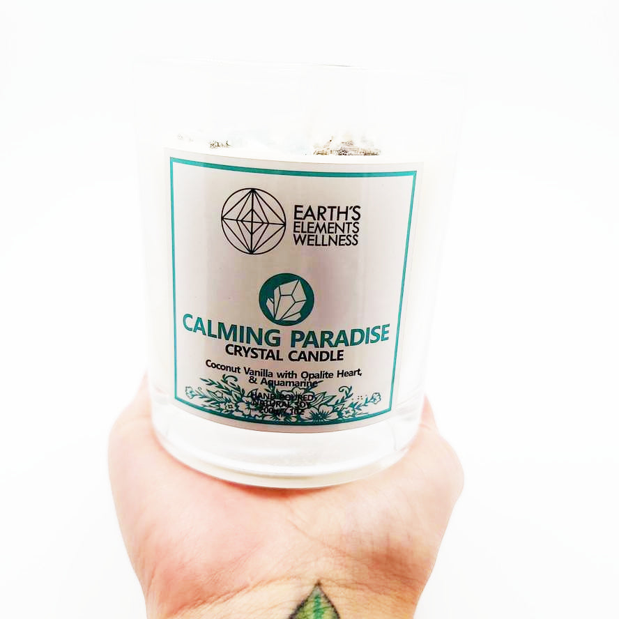 Calming Paradise Crystal Candle Scented 7.1oz 200g - Elevated Metaphysical