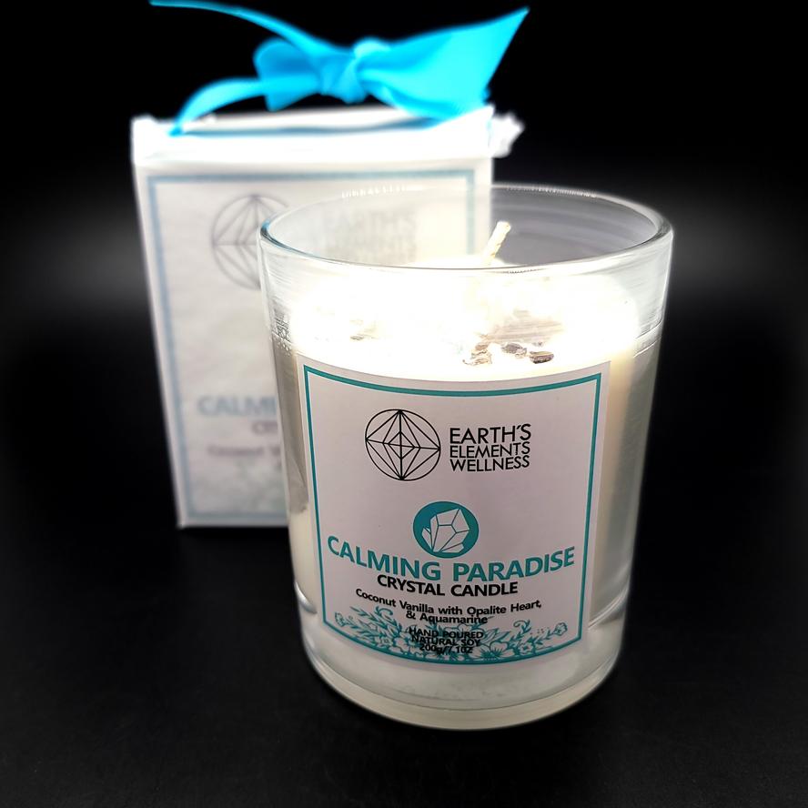 Calming Paradise Crystal Candle Scented 7.1oz 200g - Elevated Metaphysical