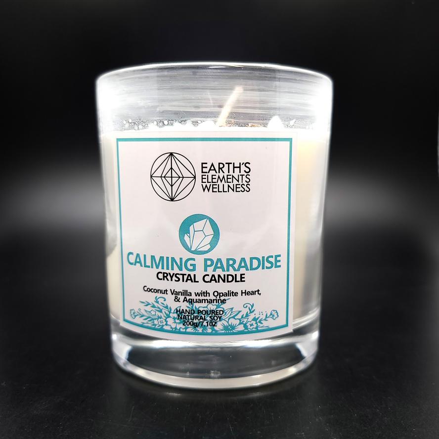 Calming Paradise Crystal Candle Scented 7.1oz 200g - Elevated Metaphysical