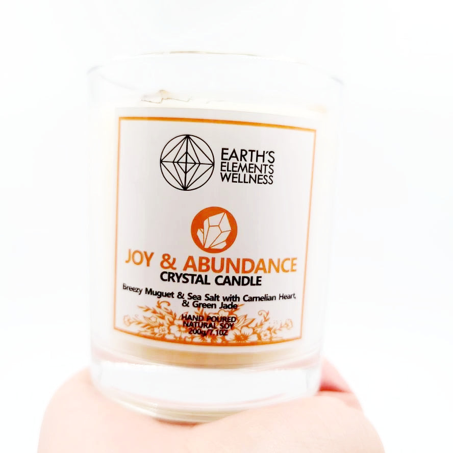 Joy & Abundance Crystal Candle Scented 7.1oz 200g - Elevated Metaphysical