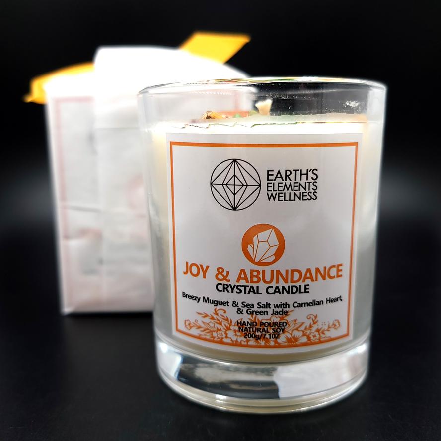 Joy & Abundance Crystal Candle Scented 7.1oz 200g - Elevated Metaphysical