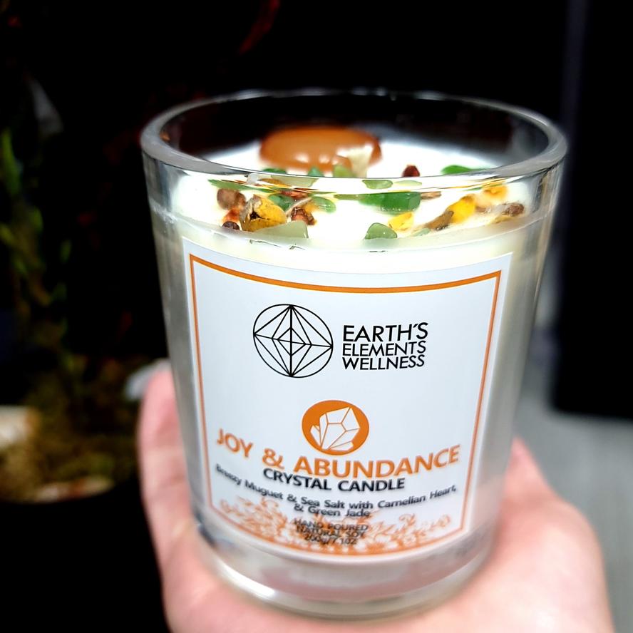Joy & Abundance Crystal Candle Scented 7.1oz 200g - Elevated Metaphysical