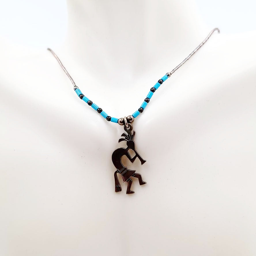 Turquoise Kokopelli Necklace & Earring Jewelry Set Sterling Silver - Elevated Metaphysical