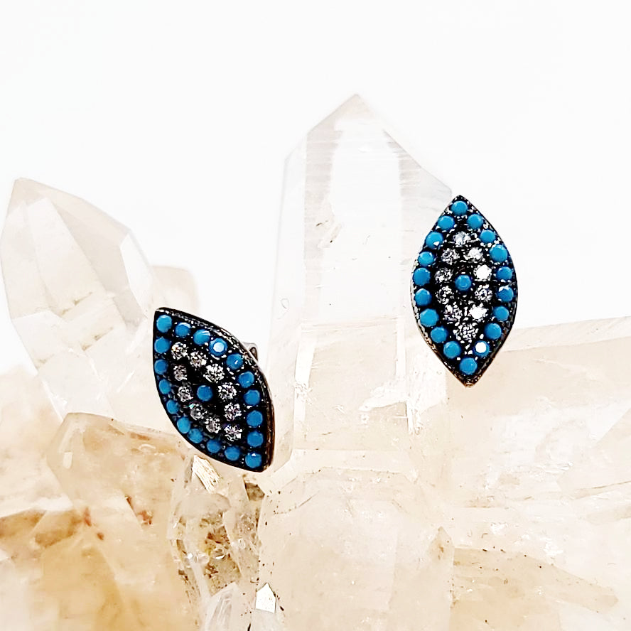 Turquoise Evil Eye Earrings Sterling Silver - Elevated Metaphysical