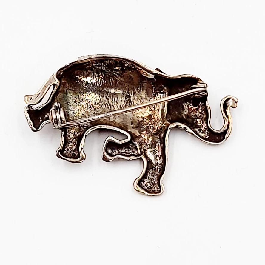 Elephant Pin Sterling Silver Brooch